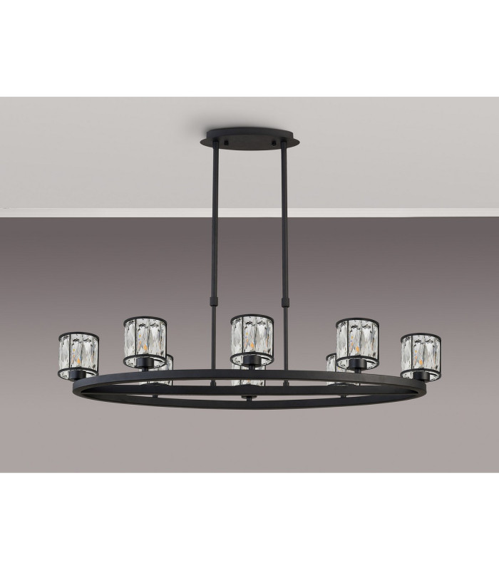 Keene 8 Light Oval G9 Telescopic Light Sand Black / Clear Crystal Shade-10