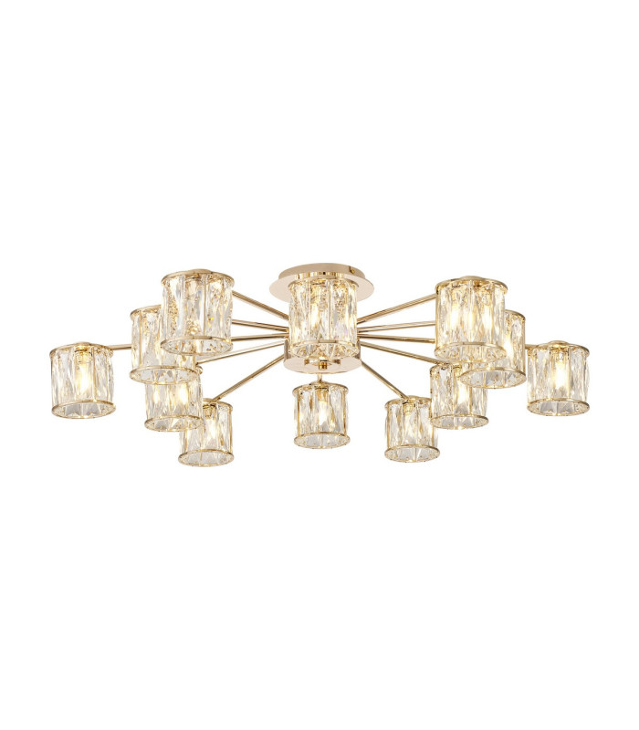 Keene 91.8cm 12 Light G9 Semi Flush French Gold / Clear Crystal Shade-1