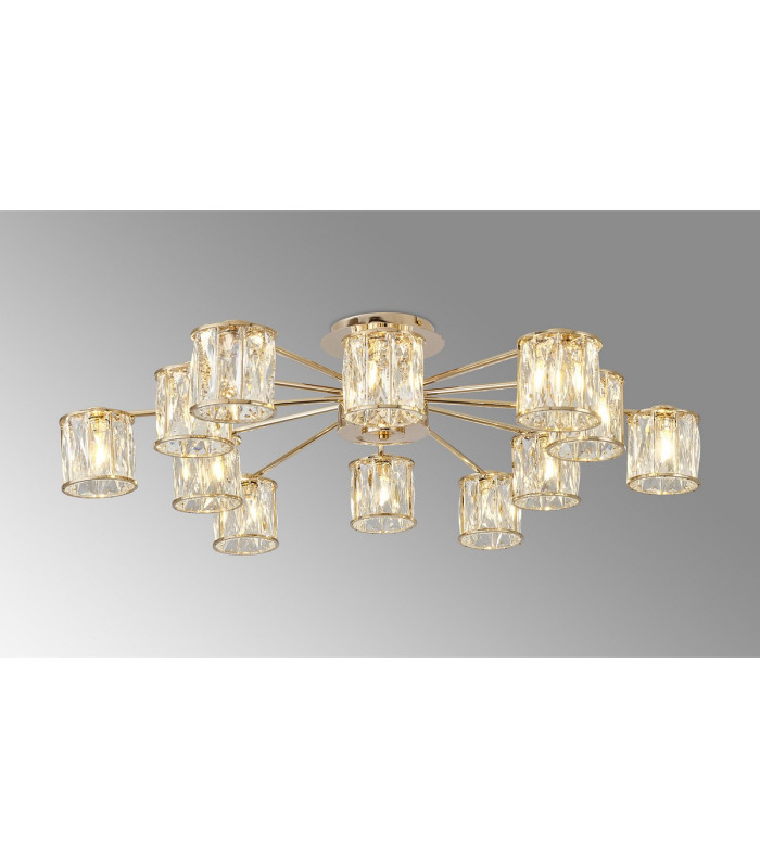 Keene 91.8cm 12 Light G9 Semi Flush French Gold / Clear Crystal Shade-3