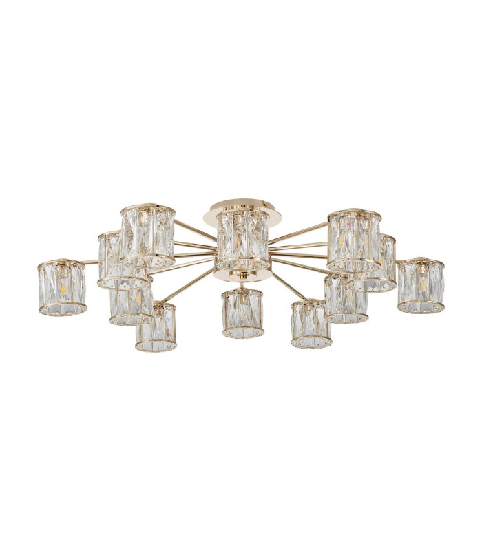 Keene 91.8cm 12 Light G9 Semi Flush French Gold / Clear Crystal Shade-4