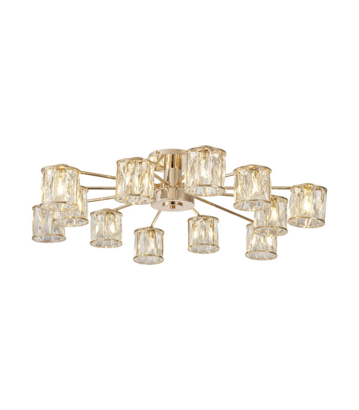 Keene 91.8cm 12 Light G9 Semi Flush French Gold / Clear Crystal Shade-5