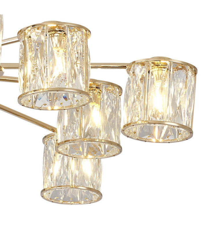 Keene 91.8cm 12 Light G9 Semi Flush French Gold / Clear Crystal Shade-6