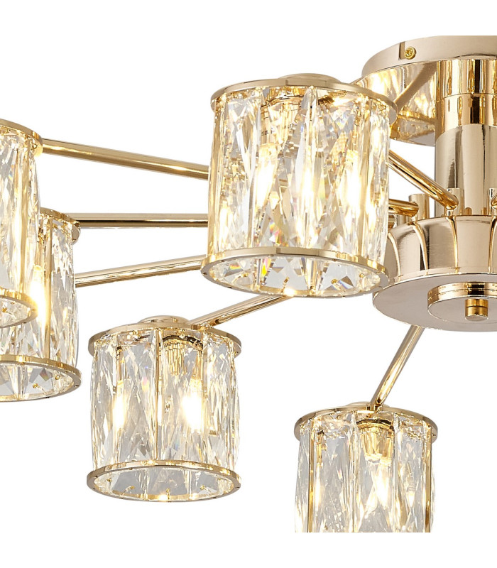 Keene 91.8cm 12 Light G9 Semi Flush French Gold / Clear Crystal Shade-7