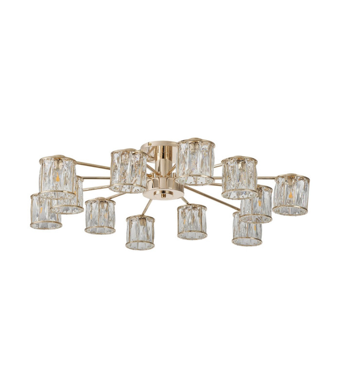 Keene 91.8cm 12 Light G9 Semi Flush French Gold / Clear Crystal Shade-8