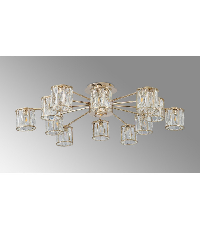 Keene 91.8cm 12 Light G9 Semi Flush French Gold / Clear Crystal Shade-13