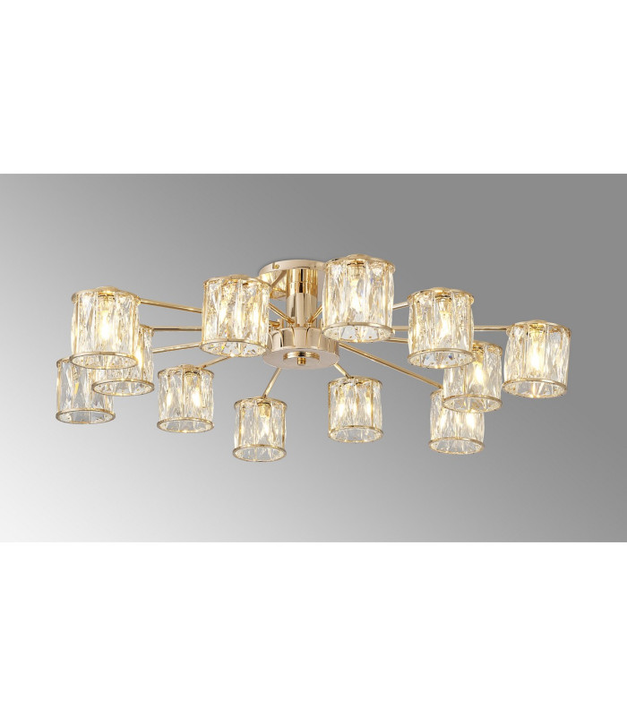 Keene 91.8cm 12 Light G9 Semi Flush French Gold / Clear Crystal Shade-14