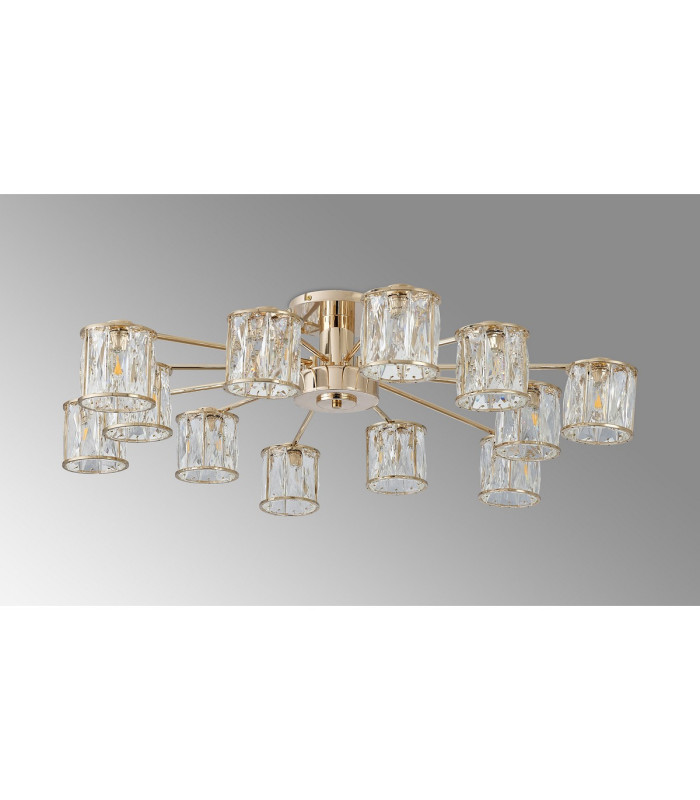 Keene 91.8cm 12 Light G9 Semi Flush French Gold / Clear Crystal Shade-15