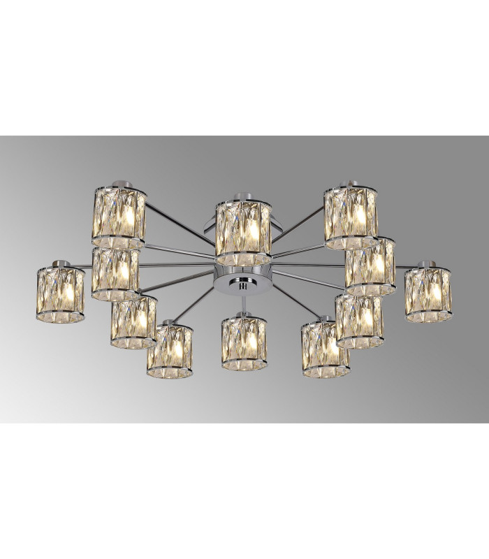 Keene 91.8cm 12 Light G9 Semi Flush Polished Chrome / Clear Crystal Shade-3