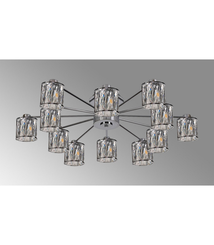 Keene 91.8cm 12 Light G9 Semi Flush Polished Chrome / Clear Crystal Shade-10