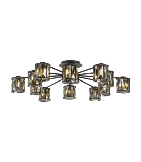 Keene 91.8cm 12 Light G9 Semi Flush Sand Black / Smoked Crystal Shade-1