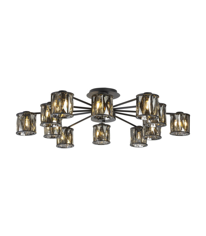 Keene 91.8cm 12 Light G9 Semi Flush Sand Black / Smoked Crystal Shade-1