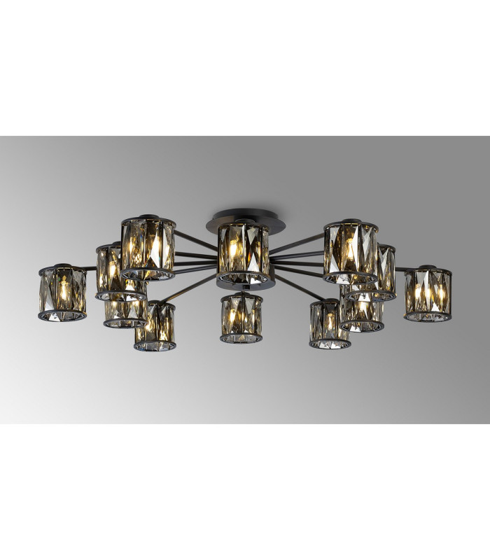 Keene 91.8cm 12 Light G9 Semi Flush Sand Black / Smoked Crystal Shade-3