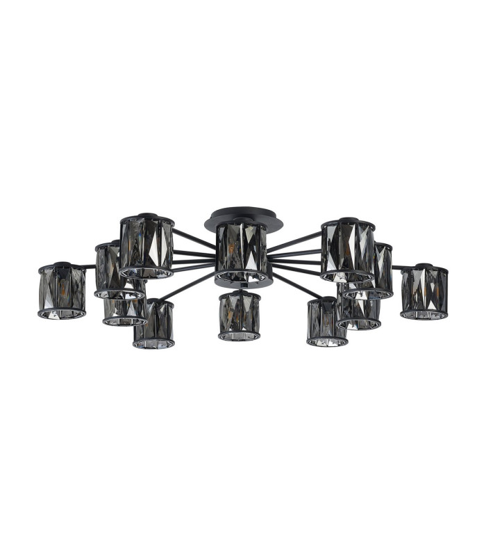Keene 91.8cm 12 Light G9 Semi Flush Sand Black / Smoked Crystal Shade-5