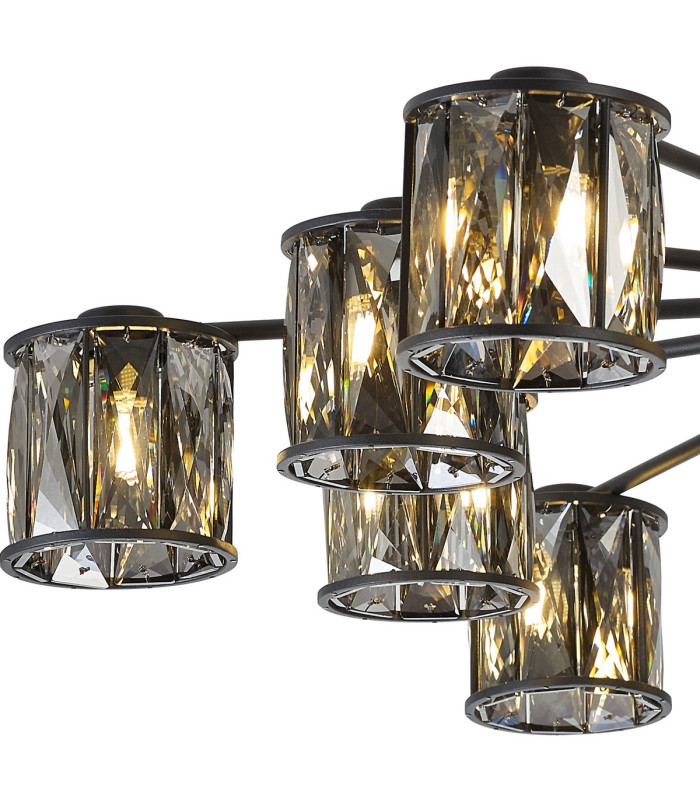 Keene 91.8cm 12 Light G9 Semi Flush Sand Black / Smoked Crystal Shade-8