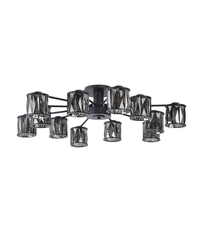 Keene 91.8cm 12 Light G9 Semi Flush Sand Black / Smoked Crystal Shade-9