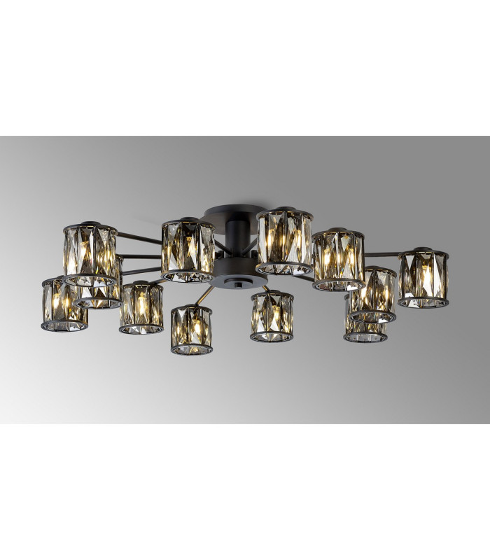 Keene 91.8cm 12 Light G9 Semi Flush Sand Black / Smoked Crystal Shade-15