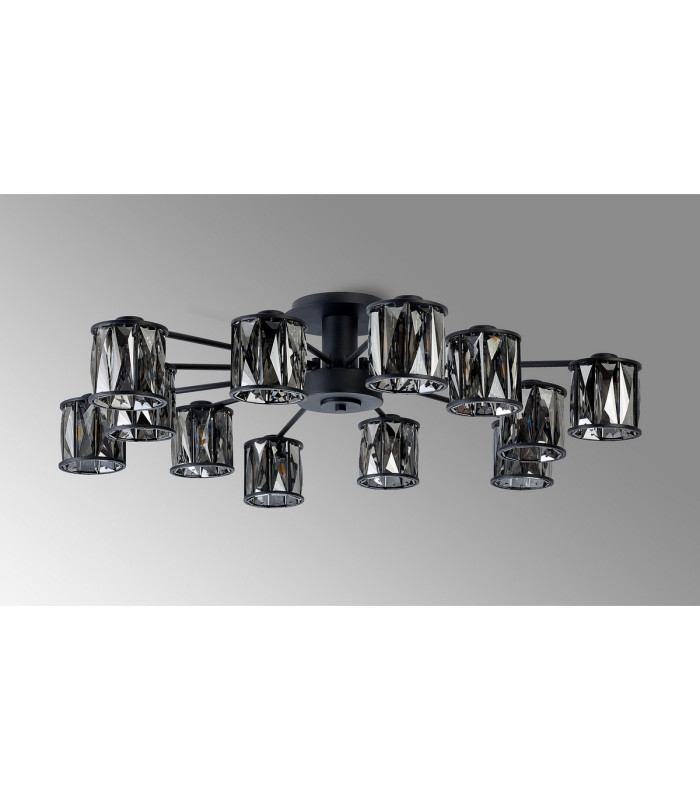 Keene 91.8cm 12 Light G9 Semi Flush Sand Black / Smoked Crystal Shade-16
