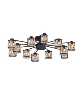 Keene 91.8cm 12 Light G9 Semi Flush Sand Black / Clear Crystal Shade-1