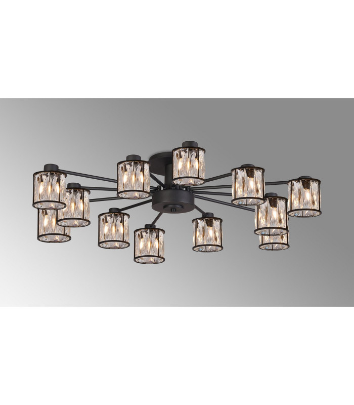 Keene 91.8cm 12 Light G9 Semi Flush Sand Black / Clear Crystal Shade-3