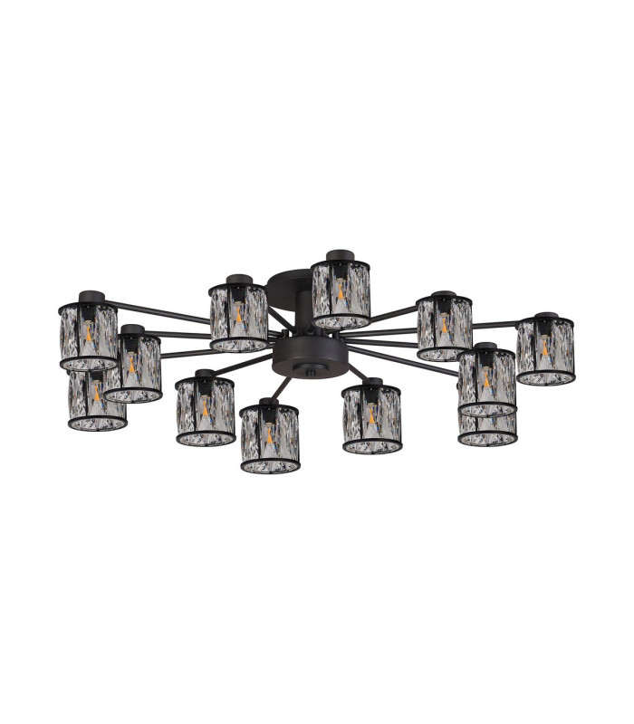 Keene 91.8cm 12 Light G9 Semi Flush Sand Black / Clear Crystal Shade-4