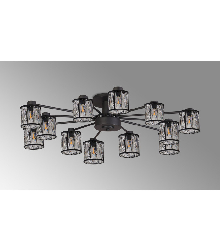 Keene 91.8cm 12 Light G9 Semi Flush Sand Black / Clear Crystal Shade-9