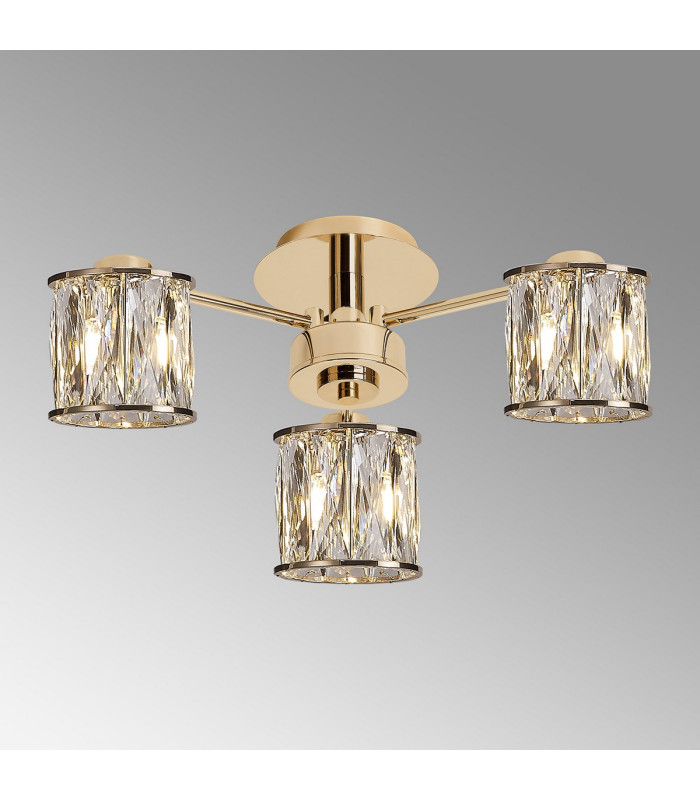 Keene 44.2cm 3 Light G9 Semi Flush French Gold / Clear Crystal Shade-3