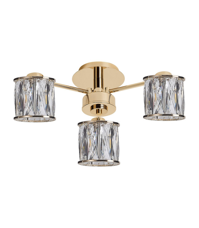 Keene 44.2cm 3 Light G9 Semi Flush French Gold / Clear Crystal Shade-4