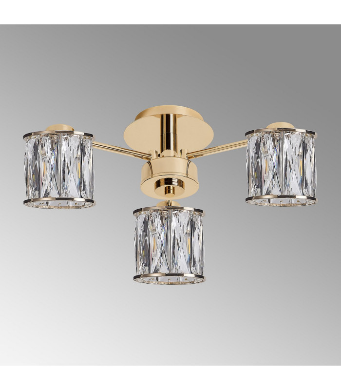 Keene 44.2cm 3 Light G9 Semi Flush French Gold / Clear Crystal Shade-9