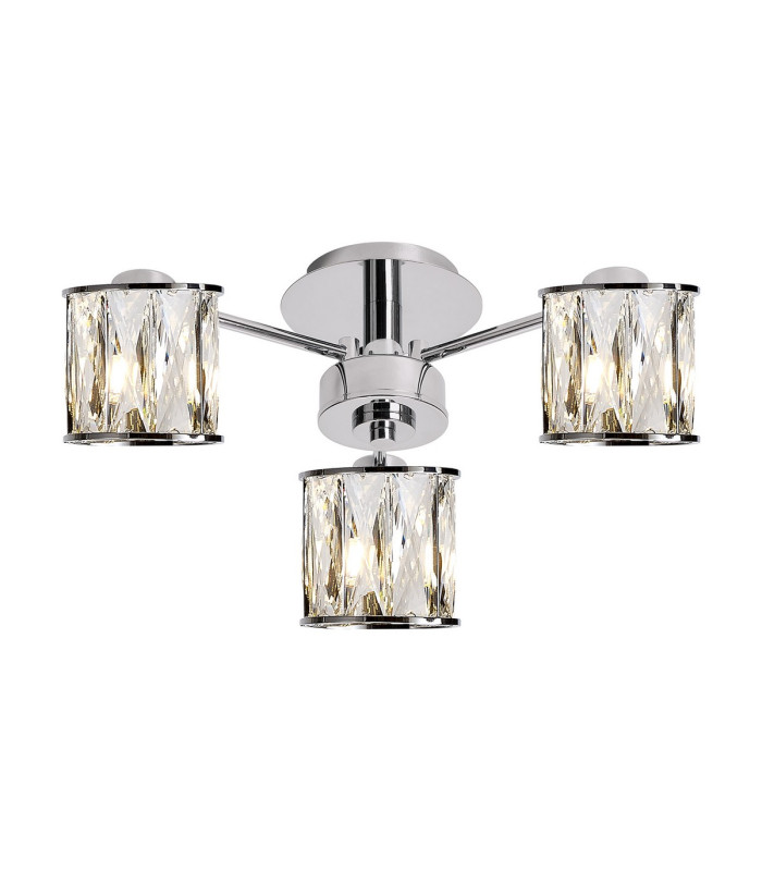 Keene 44.2cm 3 Light G9 Semi Flush Polished Chrome / Clear Crystal Shade-1
