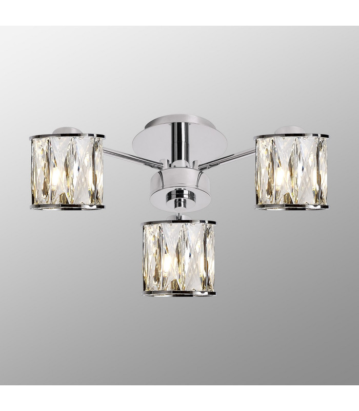 Keene 44.2cm 3 Light G9 Semi Flush Polished Chrome / Clear Crystal Shade-3