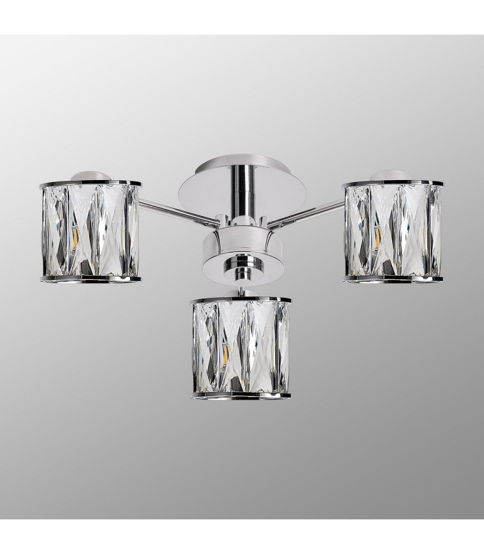 Keene 44.2cm 3 Light G9 Semi Flush Polished Chrome / Clear Crystal Shade-9
