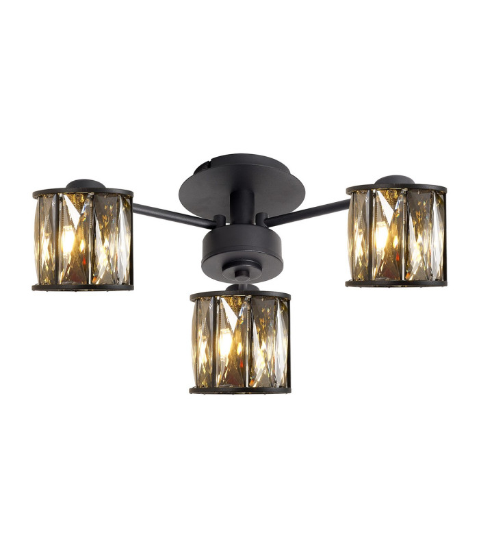Keene 44.2cm 3 Light G9 Semi Flush Sand Black / Smoked Crystal Shade-1