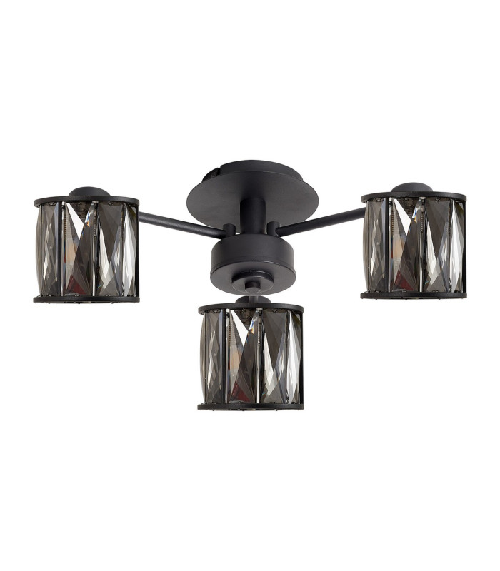 Keene 44.2cm 3 Light G9 Semi Flush Sand Black / Smoked Crystal Shade-4
