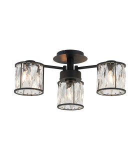 Keene 44.2cm 3 Light G9 Semi Flush Sand Black / Clear Crystal Shade-1