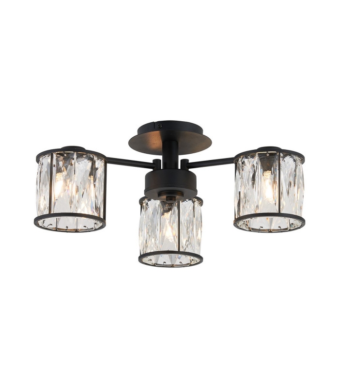 Keene 44.2cm 3 Light G9 Semi Flush Sand Black / Clear Crystal Shade-1