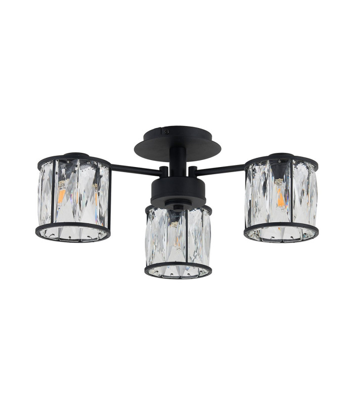 Keene 44.2cm 3 Light G9 Semi Flush Sand Black / Clear Crystal Shade-5