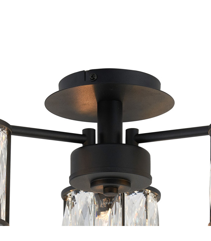 Keene 44.2cm 3 Light G9 Semi Flush Sand Black / Clear Crystal Shade-6
