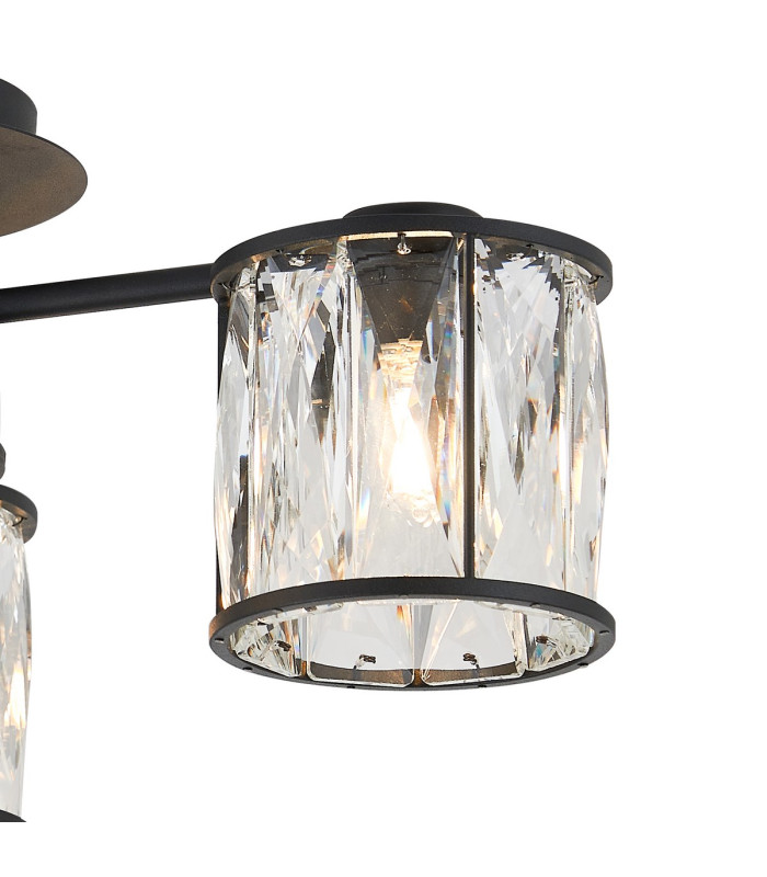 Keene 44.2cm 3 Light G9 Semi Flush Sand Black / Clear Crystal Shade-7