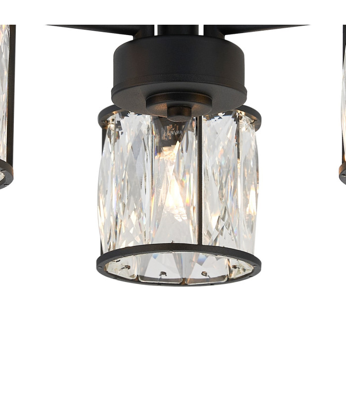 Keene 44.2cm 3 Light G9 Semi Flush Sand Black / Clear Crystal Shade-9