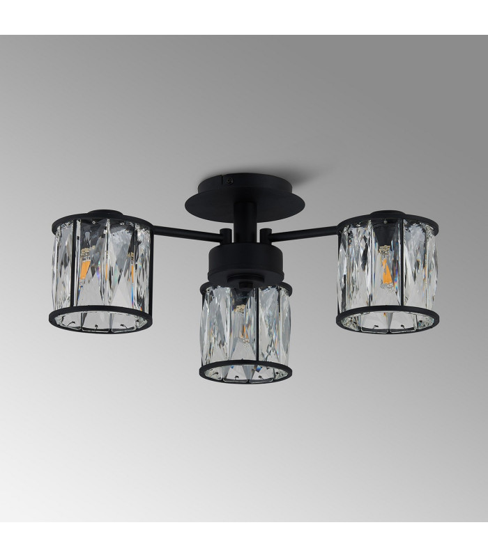 Keene 44.2cm 3 Light G9 Semi Flush Sand Black / Clear Crystal Shade-14