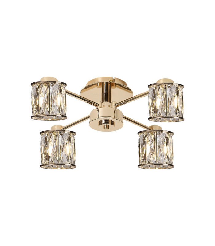 Keene 46.8cm 4 Light G9 Semi Flush French Gold / Clear Crystal Shade-1