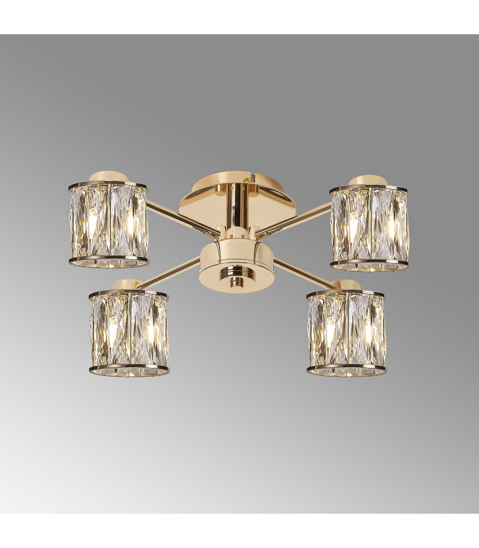 Keene 46.8cm 4 Light G9 Semi Flush French Gold / Clear Crystal Shade-3