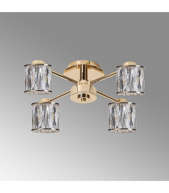 Keene 46.8cm 4 Light G9 Semi Flush French Gold / Clear Crystal Shade-9