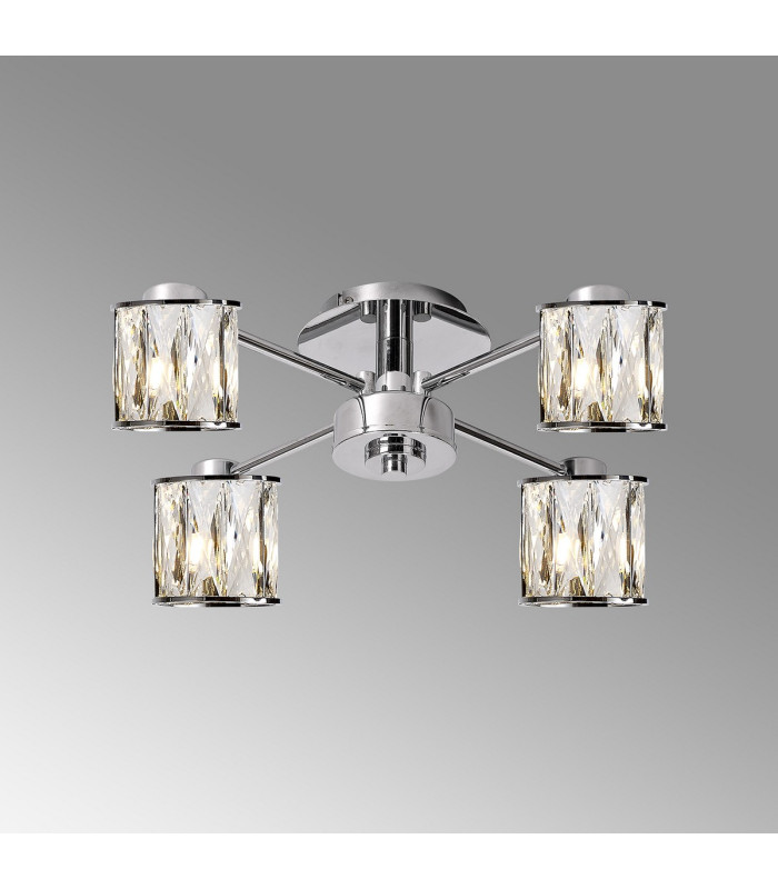 Keene 46.8cm 4 Light G9 Semi Flush Polished Chrome / Clear Crystal Shade-3