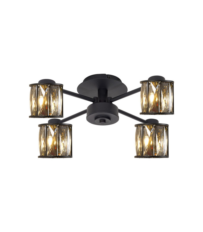 Keene 46.8cm 4 Light G9 Semi Flush Sand Black / Smoked Crystal Shade-1