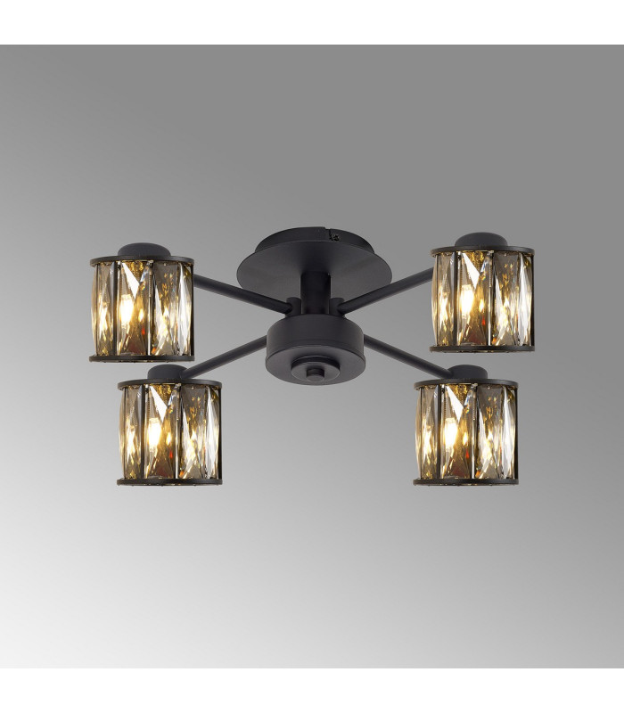 Keene 46.8cm 4 Light G9 Semi Flush Sand Black / Smoked Crystal Shade-3
