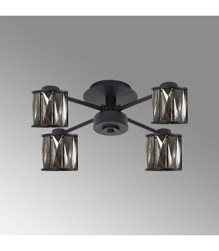 Keene 46.8cm 4 Light G9 Semi Flush Sand Black / Smoked Crystal Shade-9