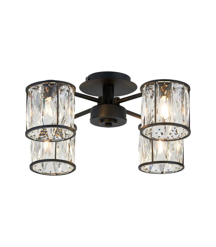 Keene 46.8cm 4 Light G9 Semi Flush Sand Black / Clear Crystal Shade-1
