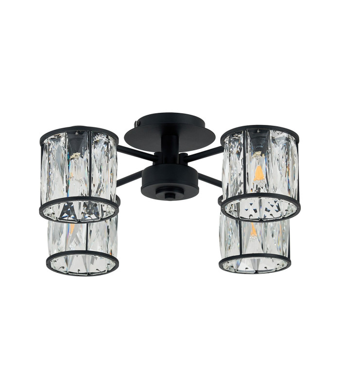 Keene 46.8cm 4 Light G9 Semi Flush Sand Black / Clear Crystal Shade-5