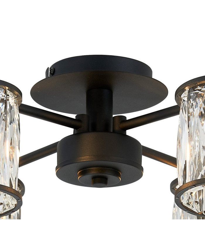 Keene 46.8cm 4 Light G9 Semi Flush Sand Black / Clear Crystal Shade-6